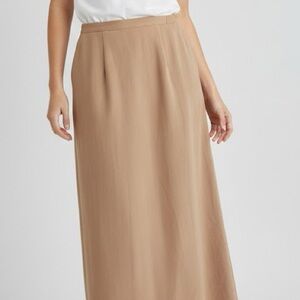 Jessica Holbrook Easycare Khaki Tan Midi A Line Skirt Small